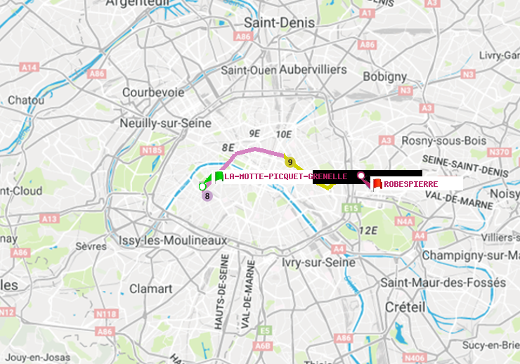 plan itinéraire ratp de La Motte-Picquet-Grenelle à Robespierre