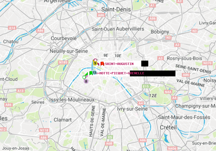plan itinéraire ratp de La Motte-Picquet-Grenelle à Saint-Augustin