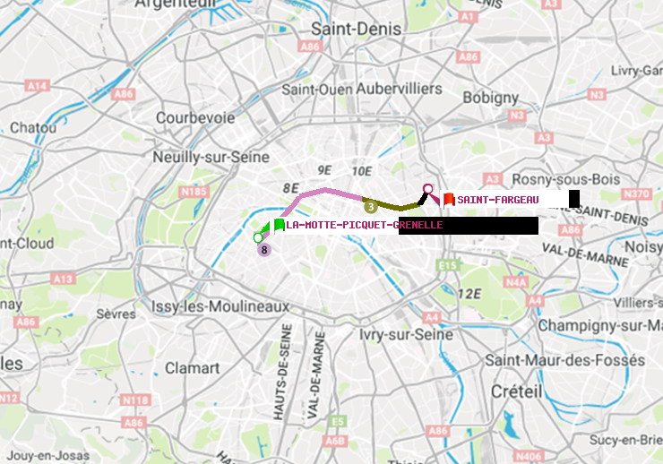 plan itinéraire ratp de La Motte-Picquet-Grenelle à Saint-Fargeau