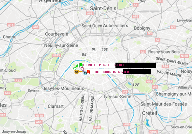 plan itinéraire ratp de La Motte-Picquet-Grenelle à Saint-Francois-Xavier