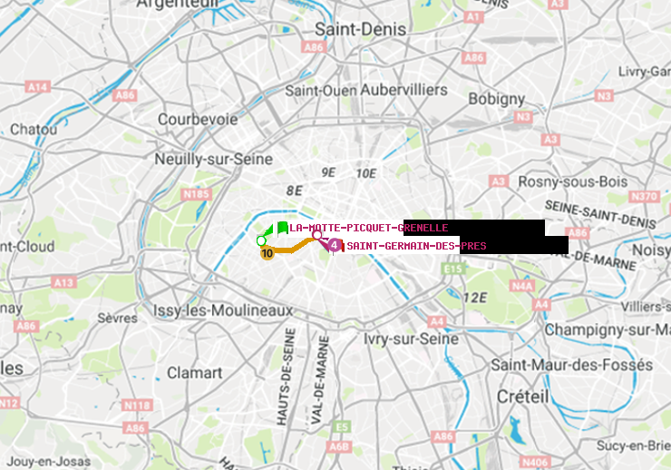 plan itinéraire ratp de La Motte-Picquet-Grenelle à Saint-Germain des Prés