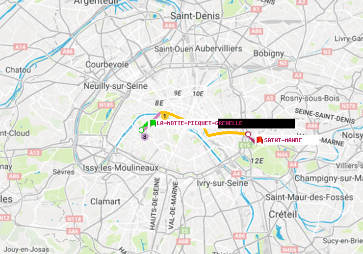plan itinéraire ratp de La Motte-Picquet-Grenelle à Saint-Mandé