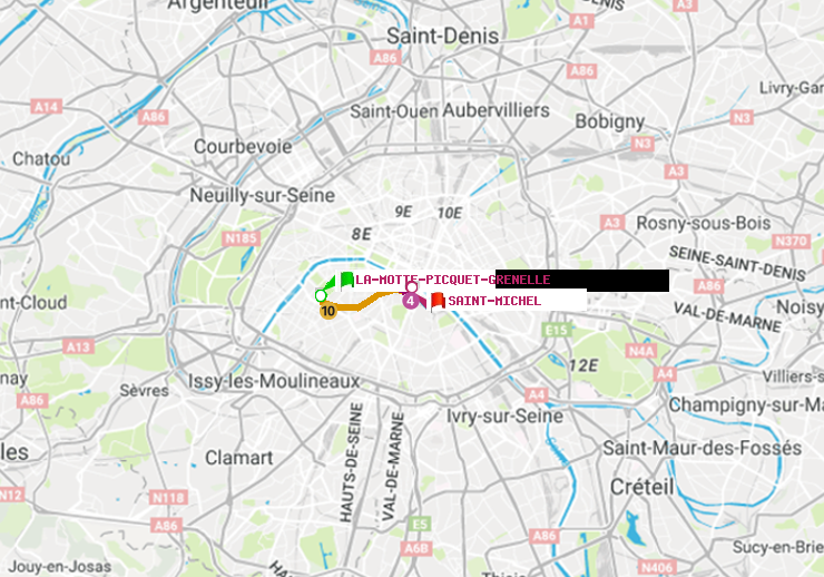 plan itinéraire ratp de La Motte-Picquet-Grenelle à Saint-Michel