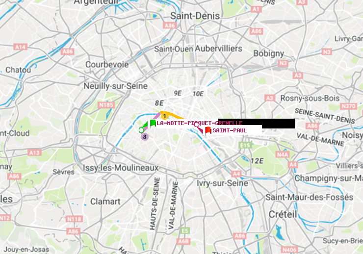 plan itinéraire ratp de La Motte-Picquet-Grenelle à Saint-Paul (Le Marais)