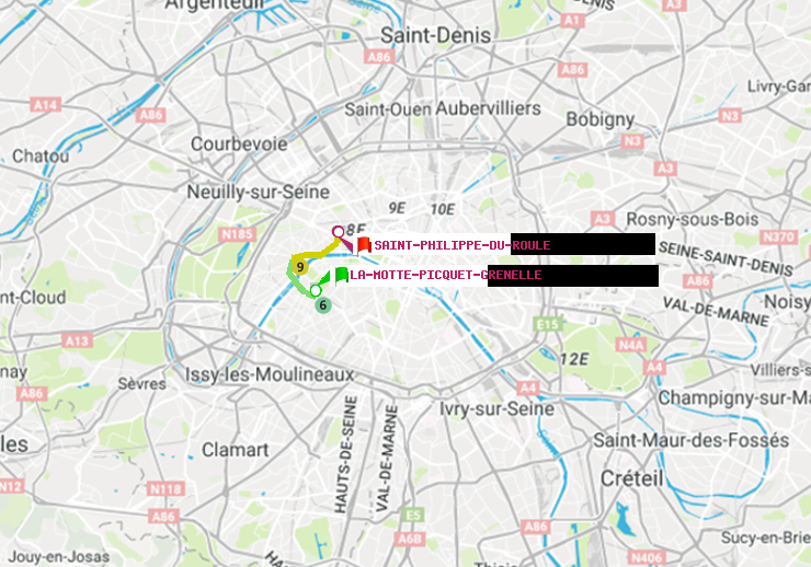 plan itinéraire ratp de La Motte-Picquet-Grenelle à Saint-Philippe du Roule