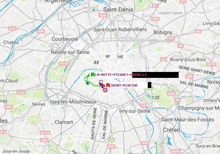 plan itinéraire ratp de La Motte-Picquet-Grenelle à Saint-Placide