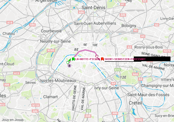 plan itinéraire ratp de La Motte-Picquet-Grenelle à Saint-Sébastien-Froissart