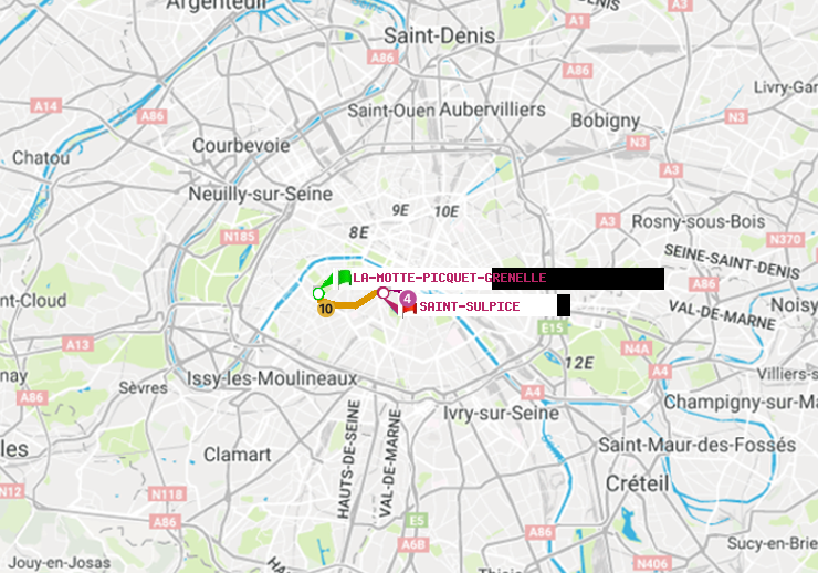 plan itinéraire ratp de La Motte-Picquet-Grenelle à Saint-Sulpice
