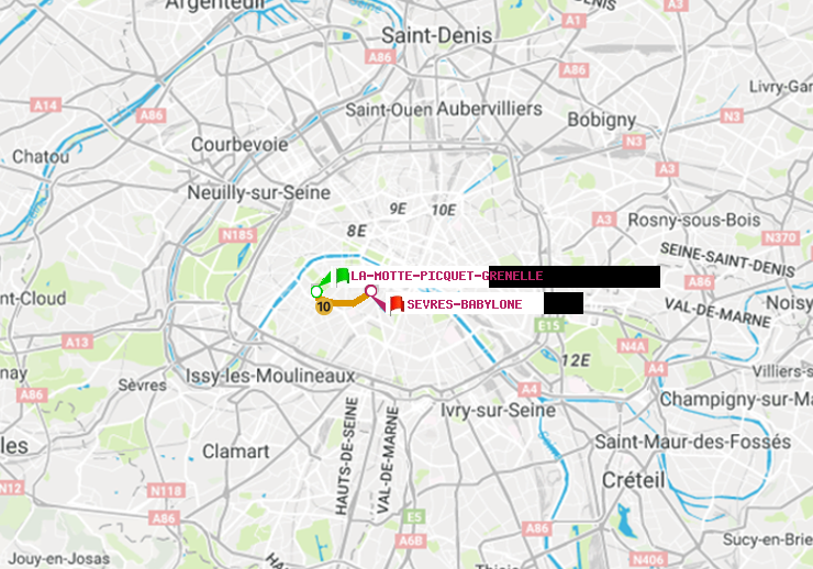 plan itinéraire ratp de La Motte-Picquet-Grenelle à Sèvres-Babylone