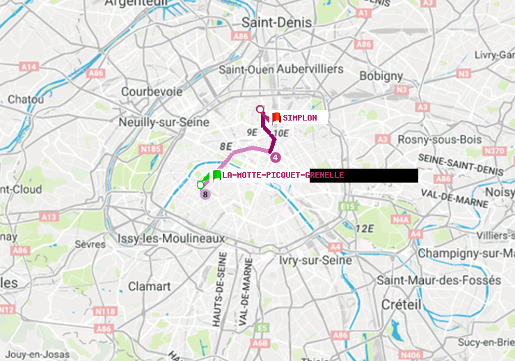 plan itinéraire ratp de La Motte-Picquet-Grenelle à Simplon