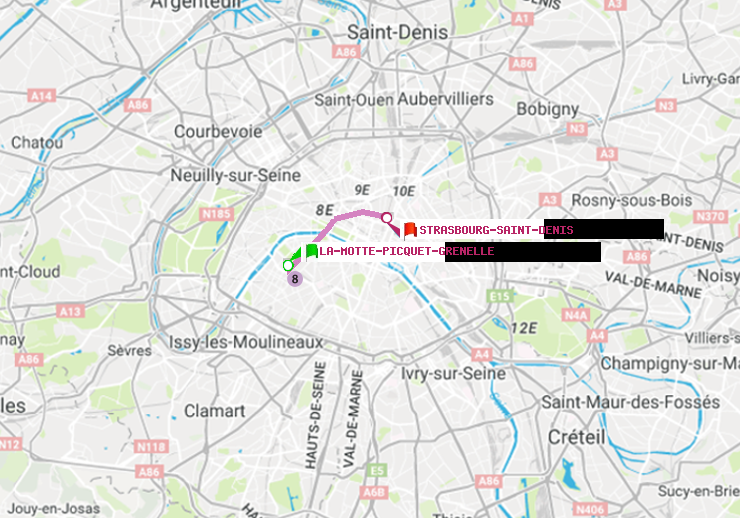 plan itinéraire ratp de La Motte-Picquet-Grenelle à Strasbourg-Saint-Denis
