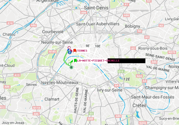 plan itinéraire ratp de La Motte-Picquet-Grenelle à Ternes