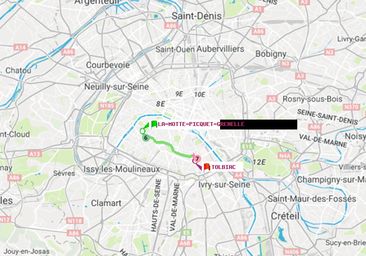 plan itinéraire ratp de La Motte-Picquet-Grenelle à Tolbiac