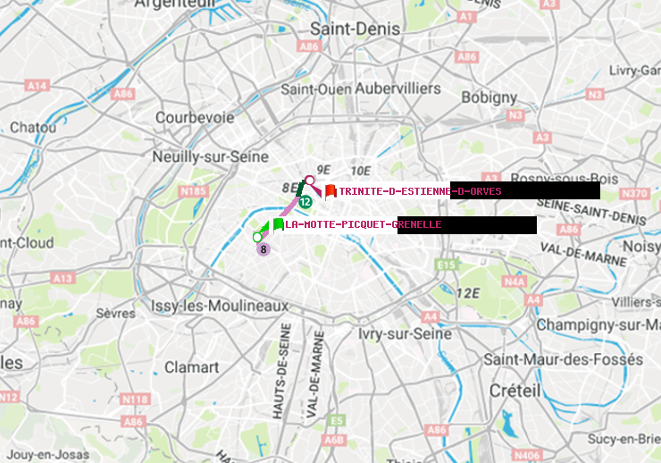 plan itinéraire ratp de La Motte-Picquet-Grenelle à Trinité-d