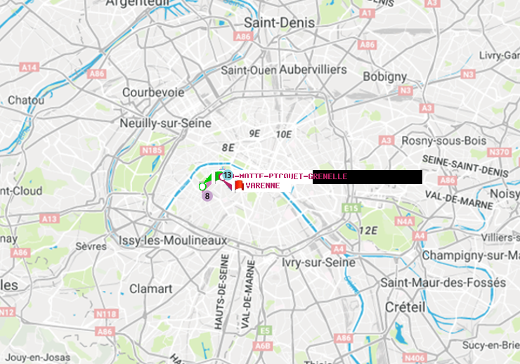 plan itinéraire ratp de La Motte-Picquet-Grenelle à Varenne