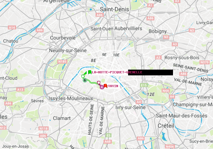 plan itinéraire ratp de La Motte-Picquet-Grenelle à Vavin