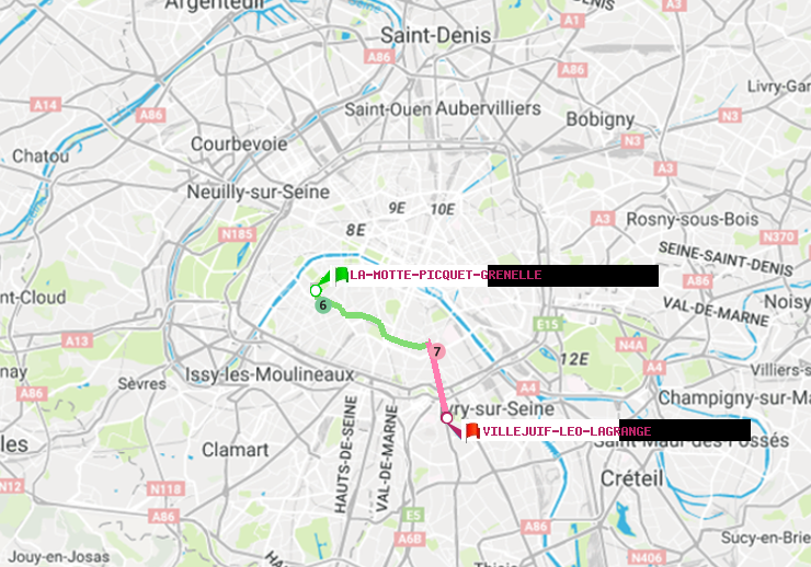 plan itinéraire ratp de La Motte-Picquet-Grenelle à Villejuif-Léo Lagrange