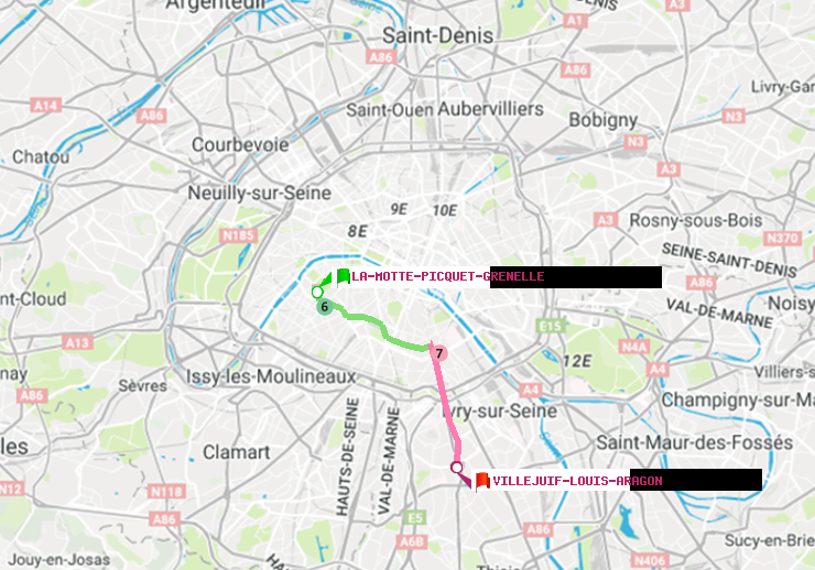 plan itinéraire ratp de La Motte-Picquet-Grenelle à Villejuif-Louis Aragon
