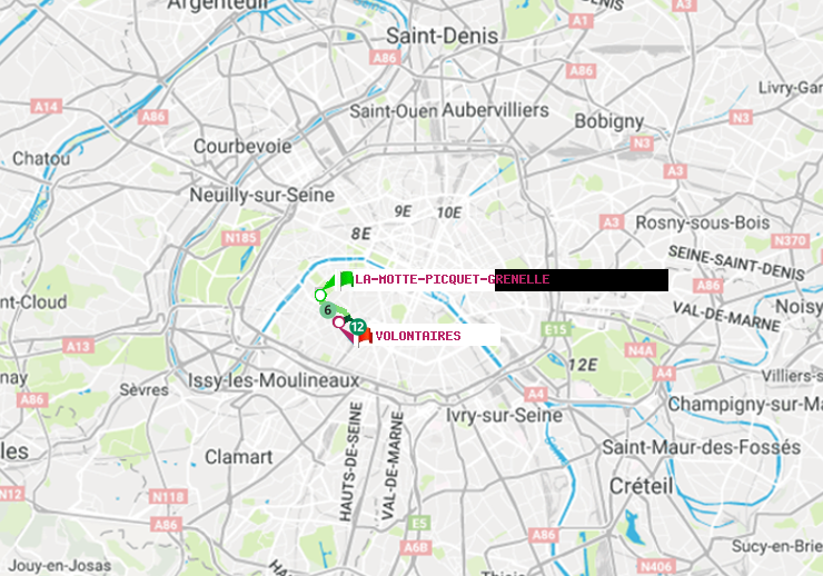 plan itinéraire ratp de La Motte-Picquet-Grenelle à Volontaires