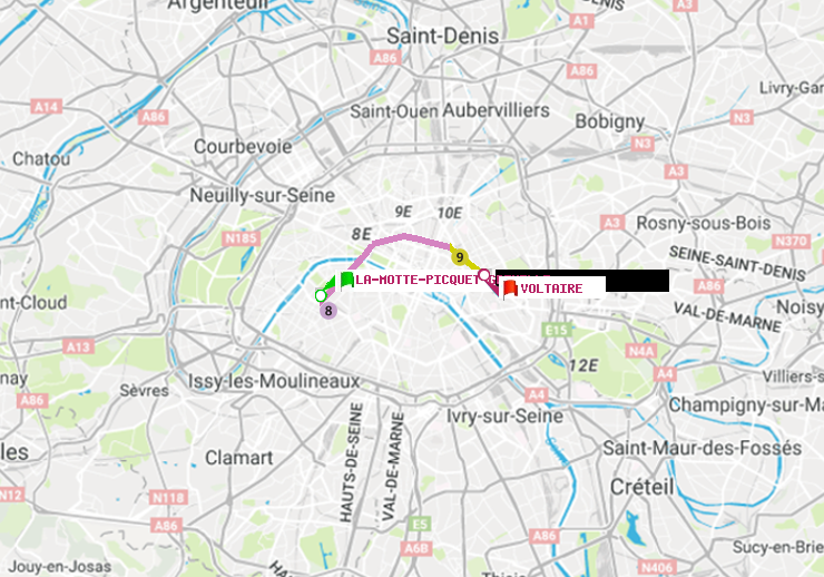 plan itinéraire ratp de La Motte-Picquet-Grenelle à Voltaire (Léon Blum)