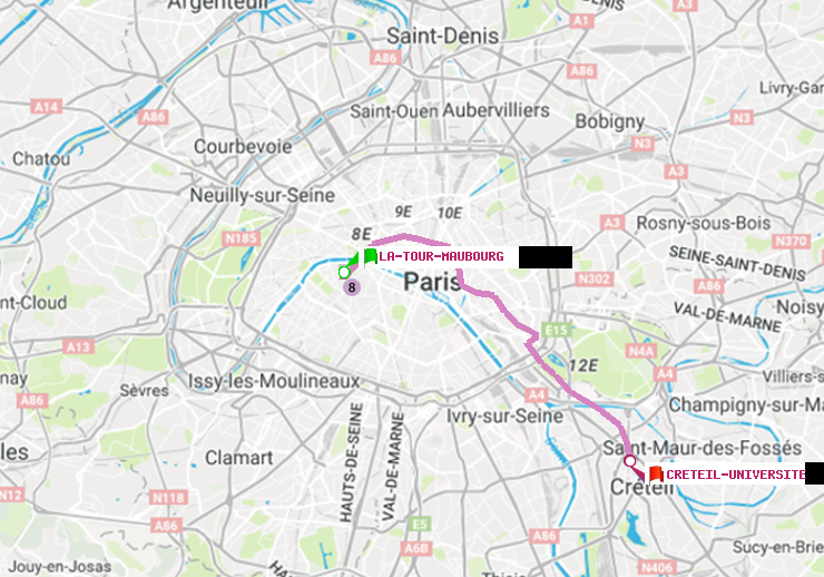 plan itinéraire ratp de La Tour-Maubourg à Créteil-Université