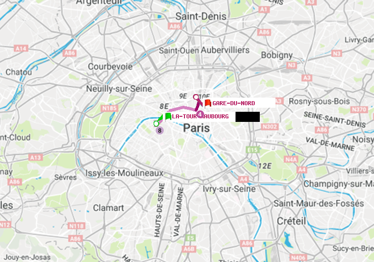 plan itinéraire ratp de La Tour-Maubourg à Gare du Nord