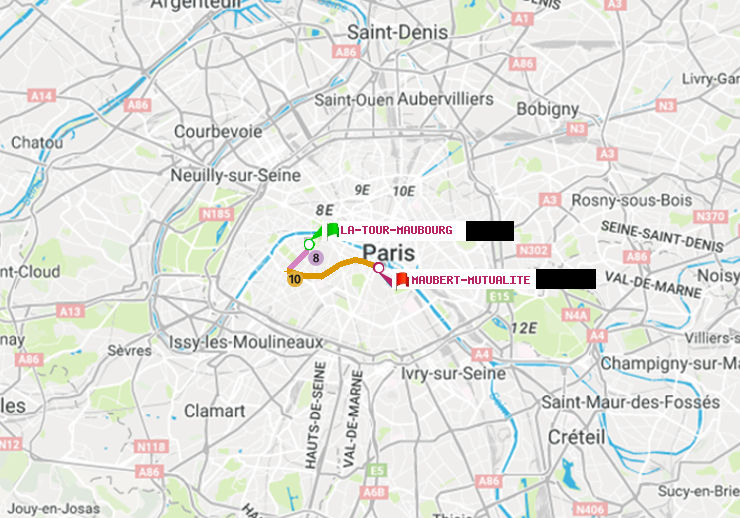 plan itinéraire ratp de La Tour-Maubourg à Maubert-Mutualité