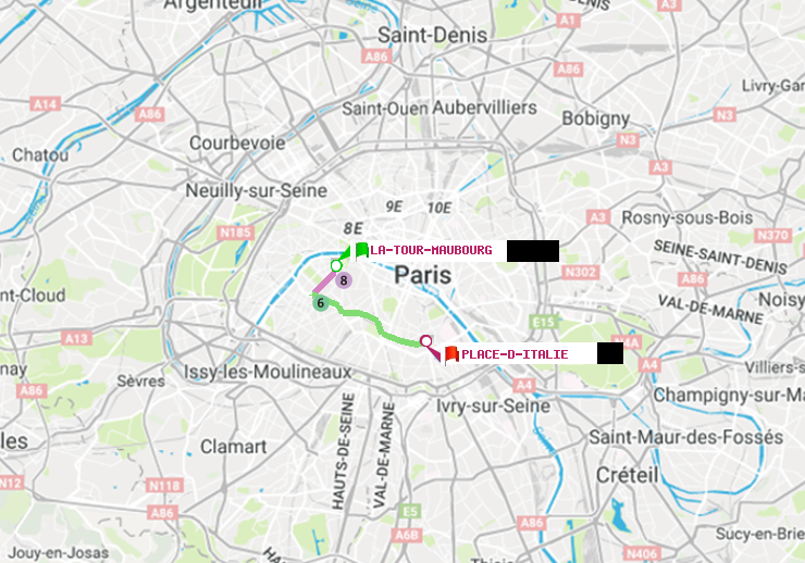 plan itinéraire ratp de La Tour-Maubourg à Place d