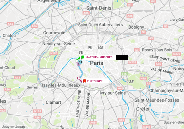 plan itinéraire ratp de La Tour-Maubourg à Plaisance