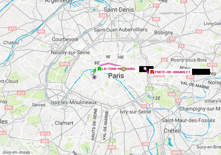 plan itinéraire ratp de La Tour-Maubourg à Porte de Bagnolet