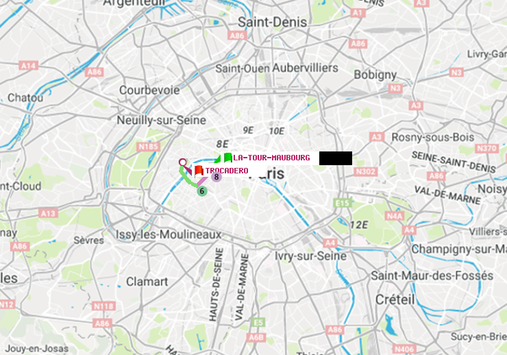 plan itinéraire ratp de La Tour-Maubourg à Trocadéro