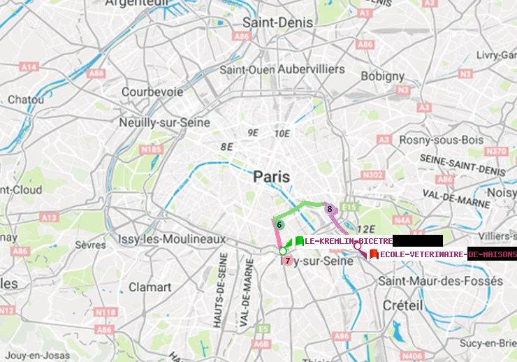 plan itinéraire ratp de Le Kremlin-Bicêtre à Ecole Vétérinaire de Maisons-Alfort
