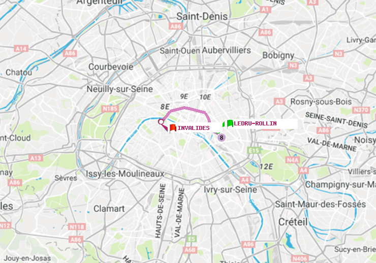 plan itinéraire ratp de Ledru-Rollin à Invalides