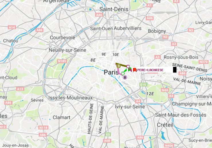plan itinéraire ratp de Ledru-Rollin à Père-Lachaise