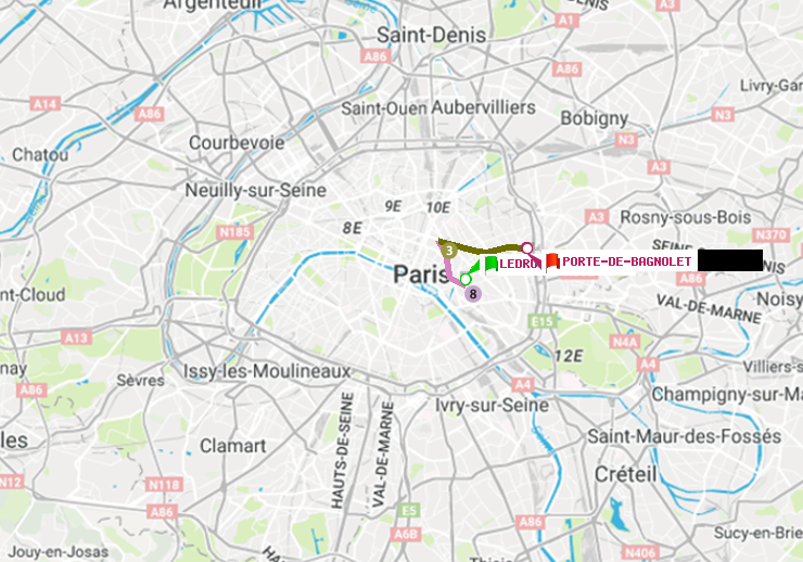 plan itinéraire ratp de Ledru-Rollin à Porte de Bagnolet