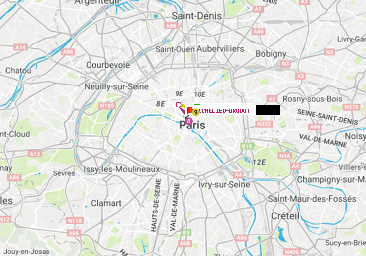 plan itinéraire ratp de Les Halles à Richelieu-Drouot