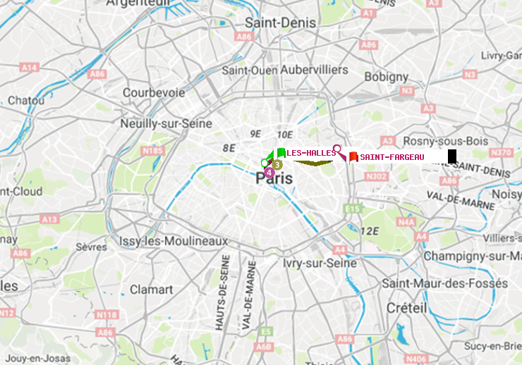 plan itinéraire ratp de Les Halles à Saint-Fargeau