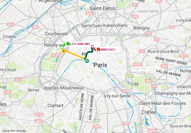 plan itinéraire ratp de Les Sablons (Jardin d