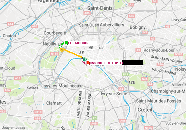 plan itinéraire ratp de Les Sablons (Jardin d