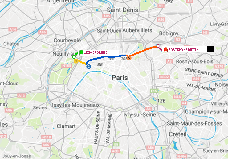 plan itinéraire ratp de Les Sablons (Jardin d