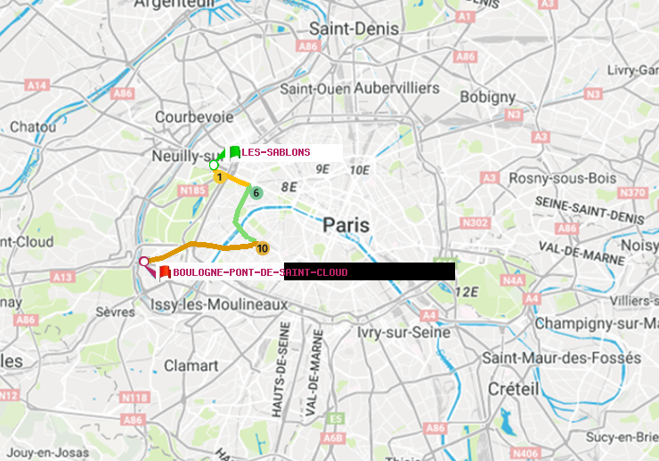 plan itinéraire ratp de Les Sablons (Jardin d