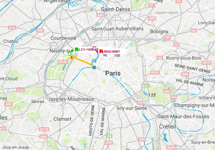 plan itinéraire ratp de Les Sablons (Jardin d
