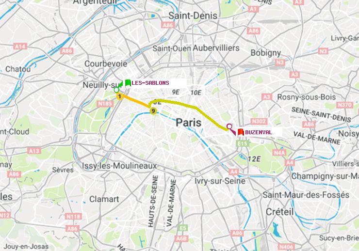 plan itinéraire ratp de Les Sablons (Jardin d