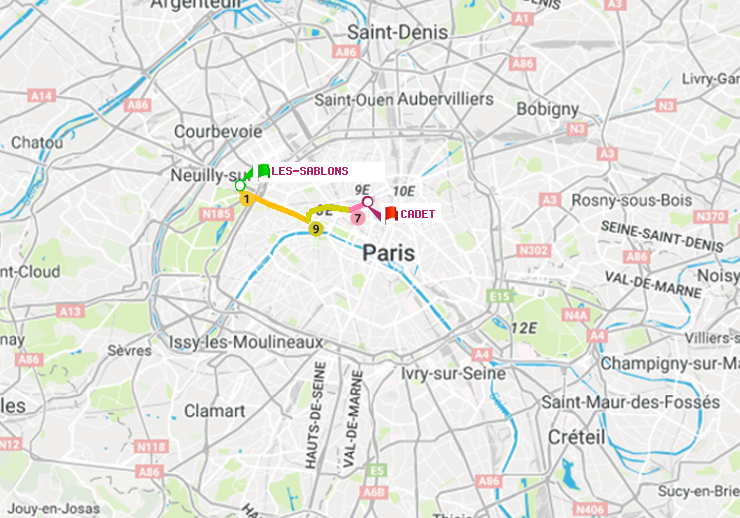 plan itinéraire ratp de Les Sablons (Jardin d