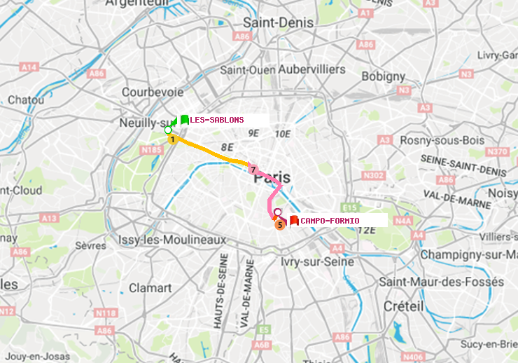 plan itinéraire ratp de Les Sablons (Jardin d
