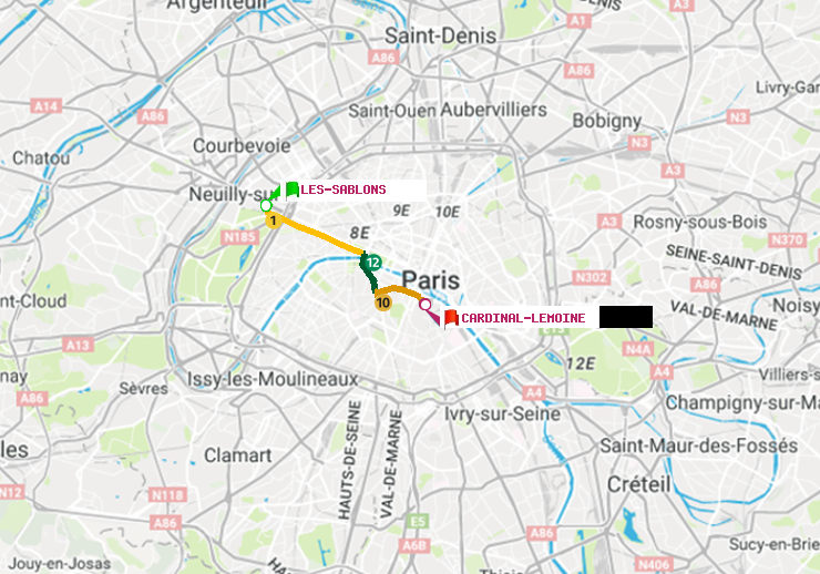 plan itinéraire ratp de Les Sablons (Jardin d