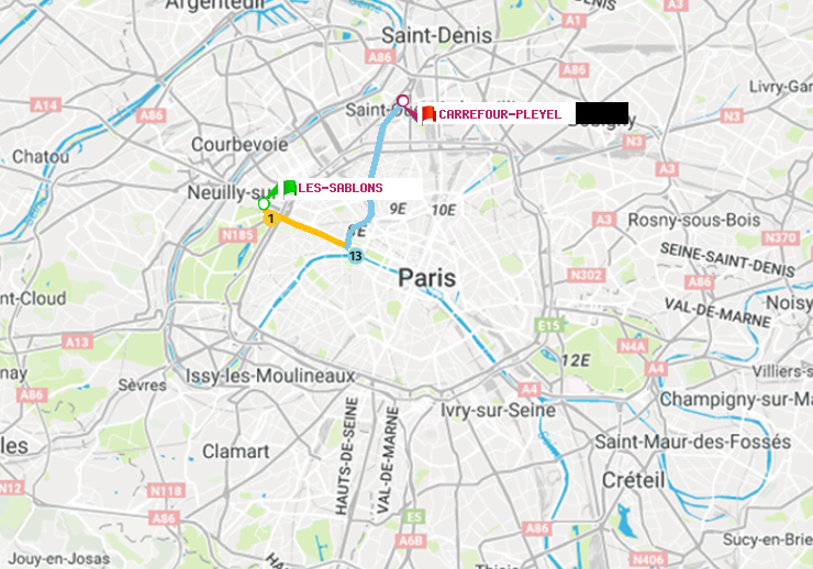 plan itinéraire ratp de Les Sablons (Jardin d