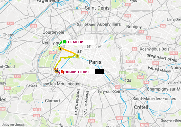 plan itinéraire ratp de Les Sablons (Jardin d