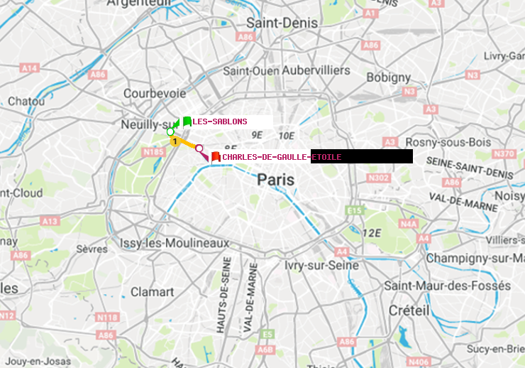 plan itinéraire ratp de Les Sablons (Jardin d