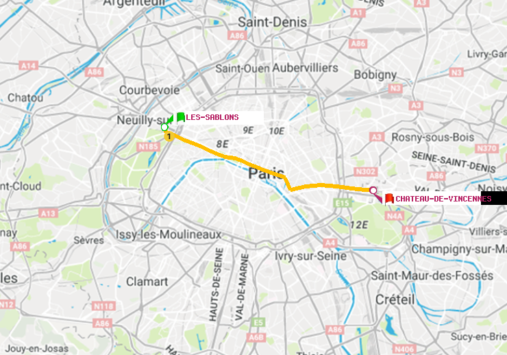 plan itinéraire ratp de Les Sablons (Jardin d